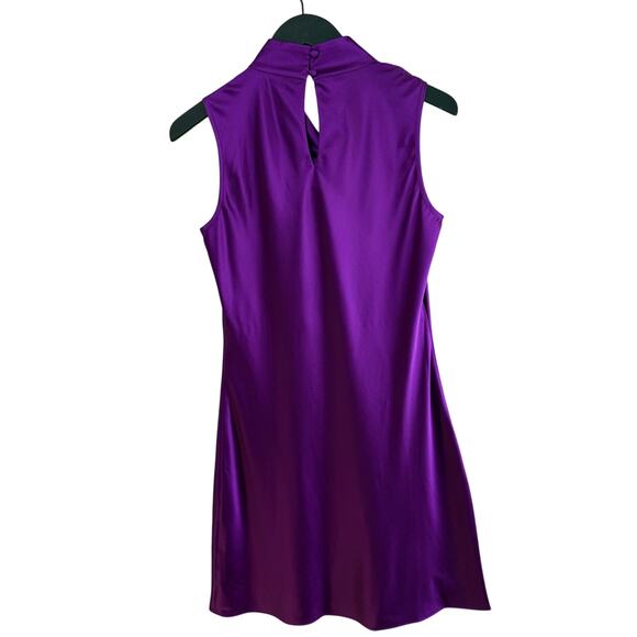 VERONICA BEARD Maelle Draped Purple Stretch Silk Mini Dress - Picture 4 of 8